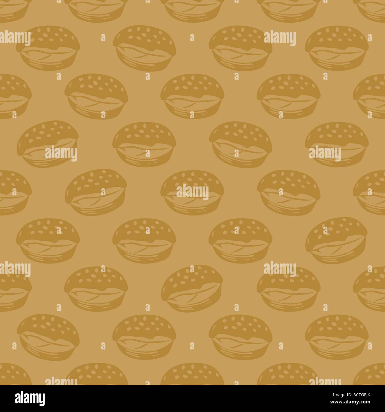 Seamless pattern with sweet buns on orange background Stock Vector