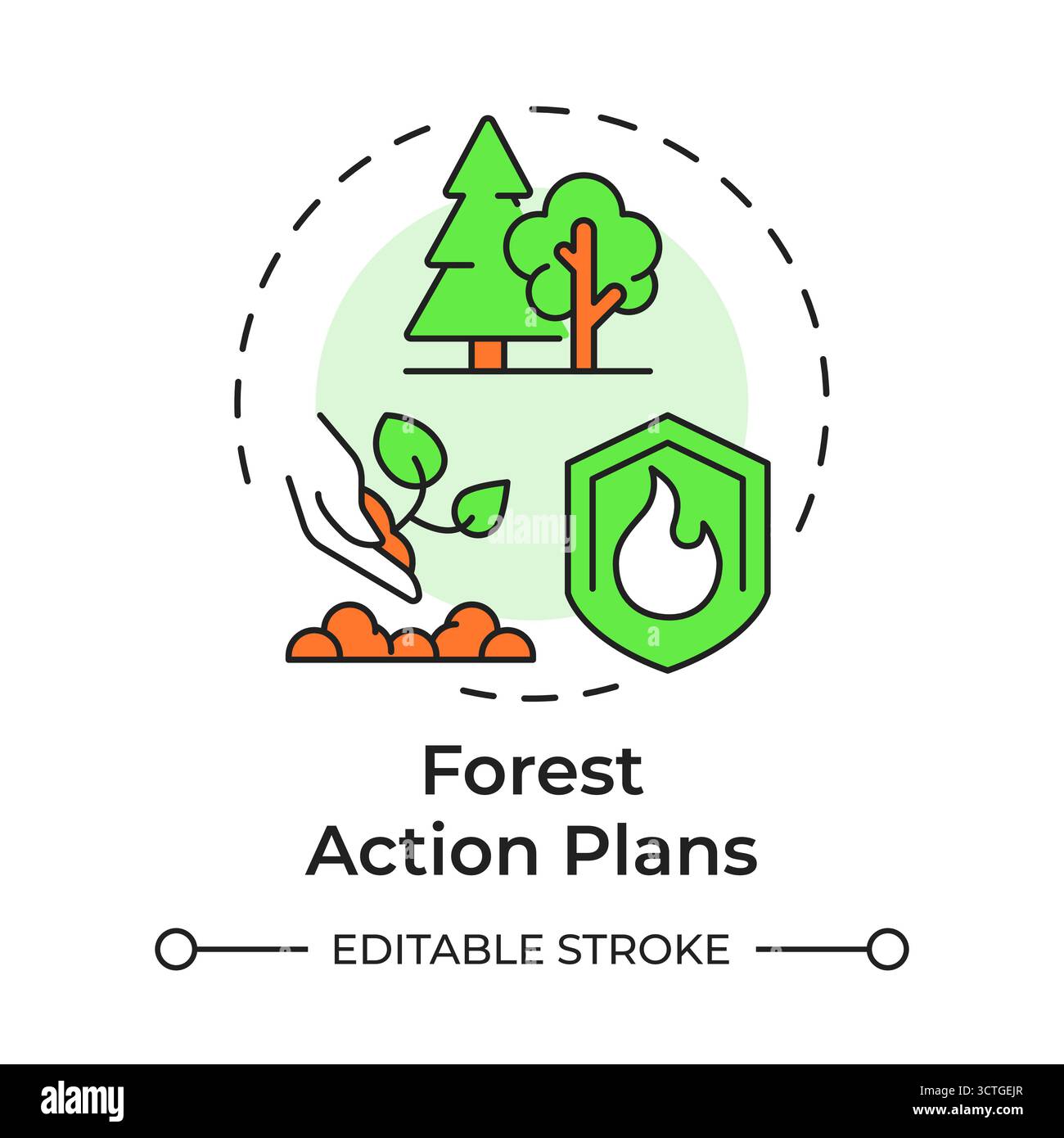 Forest action plans multi color concept icon Stock Vector