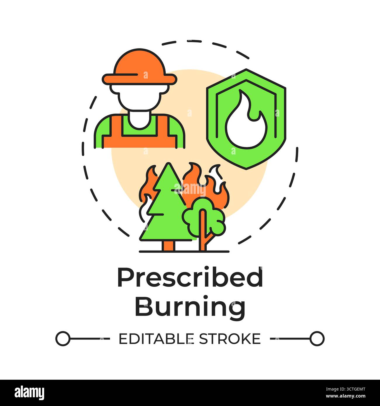 Prescribed burning multi color concept icon Stock Vector