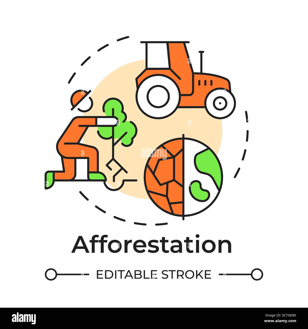 Afforestation multi color concept icon Stock Vector