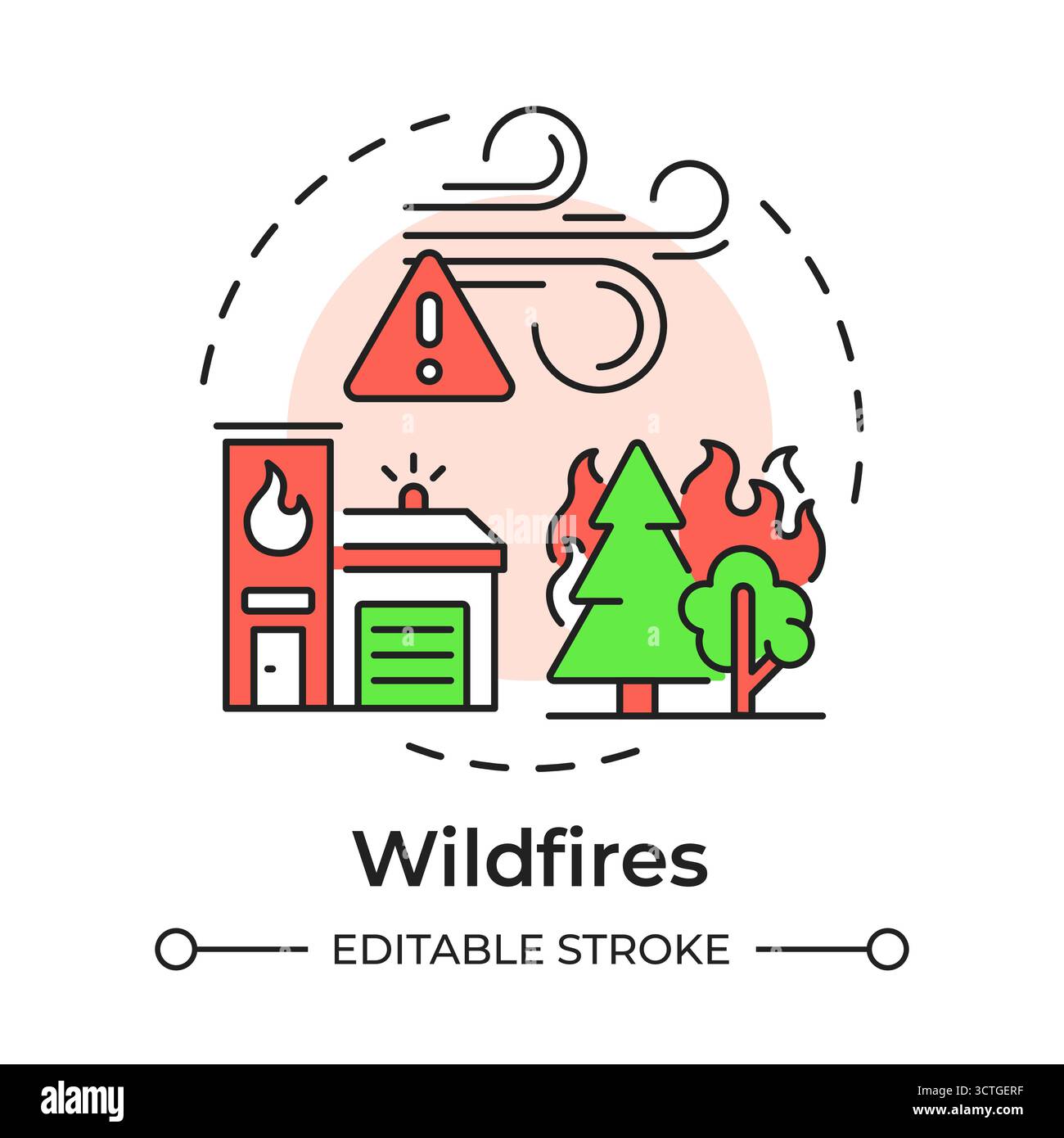 Wildfires multi color concept icon Stock Vector