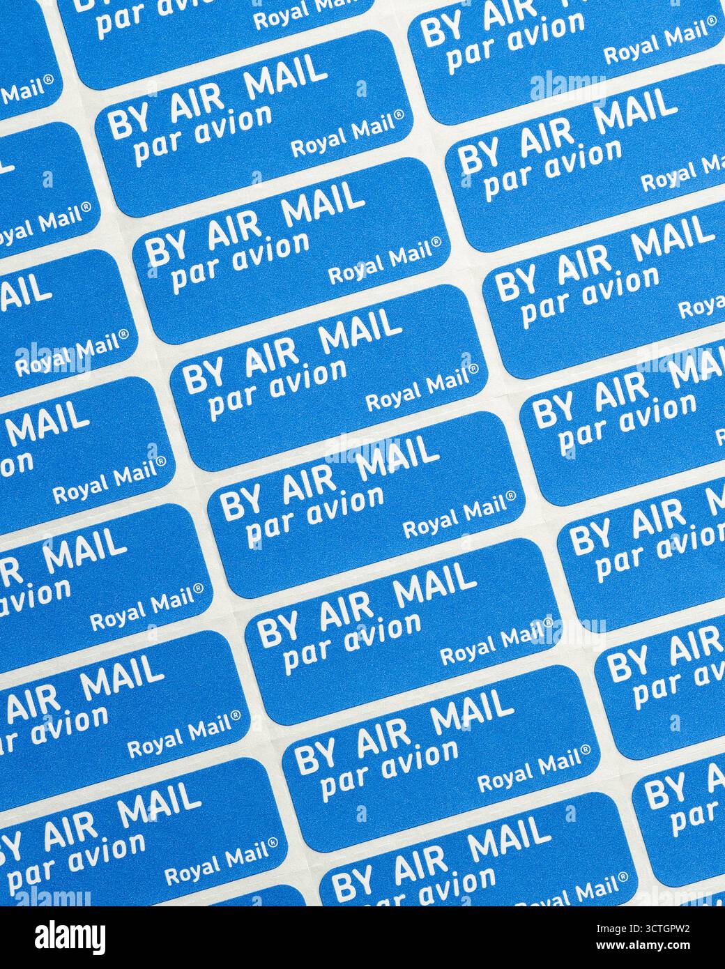 Royal Mail Air Mail stickers also known as Airmail Etiquette labels Stock Photo