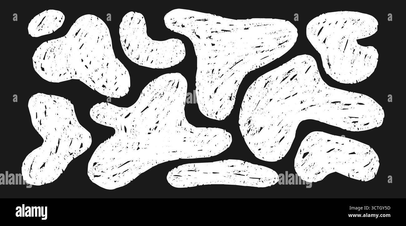 Irregular Shapes With White Chalk Texture Stock Vector