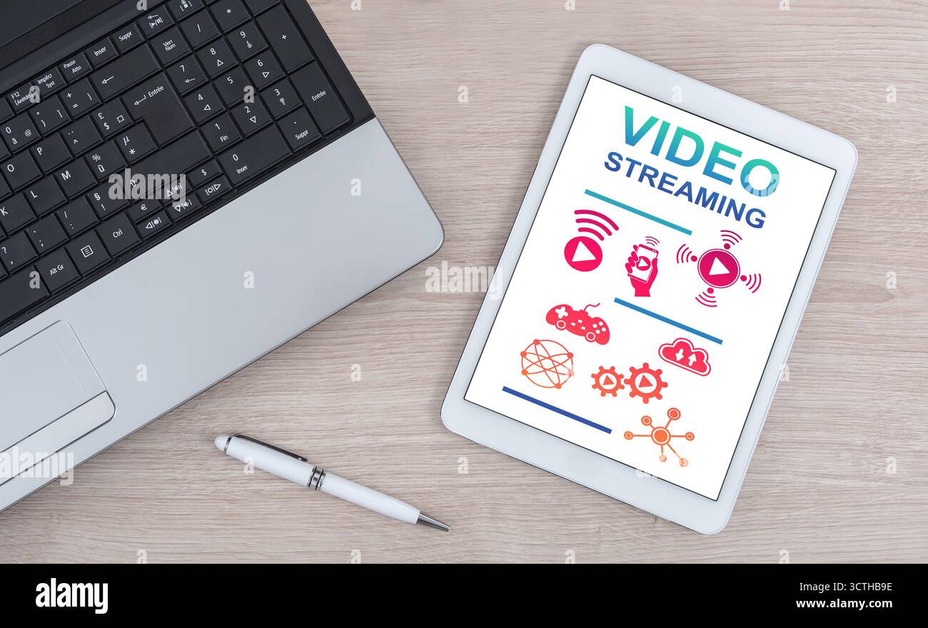 Video streaming concept shown on a digital tablet Stock Photo