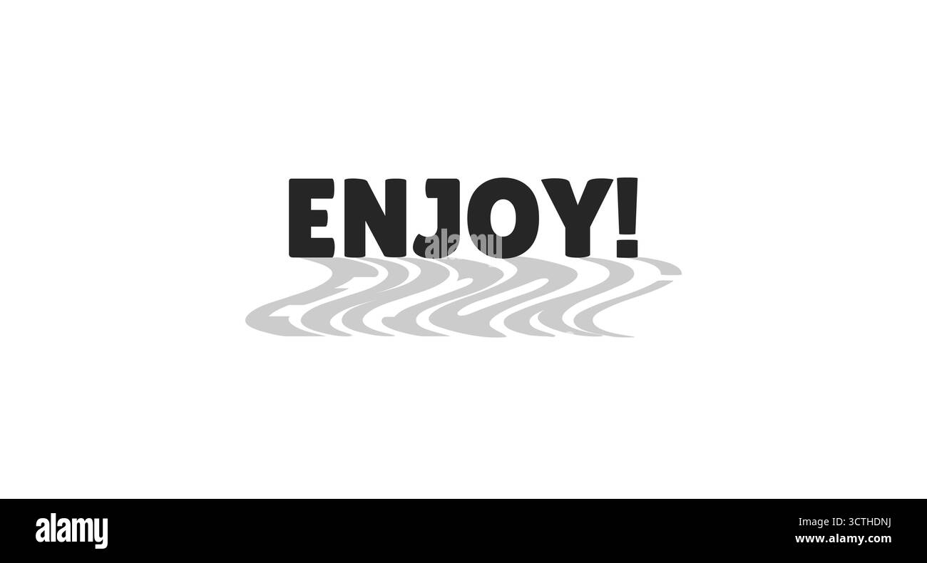 Enjoy modern digital button with wavy gray shadow Stock Vector