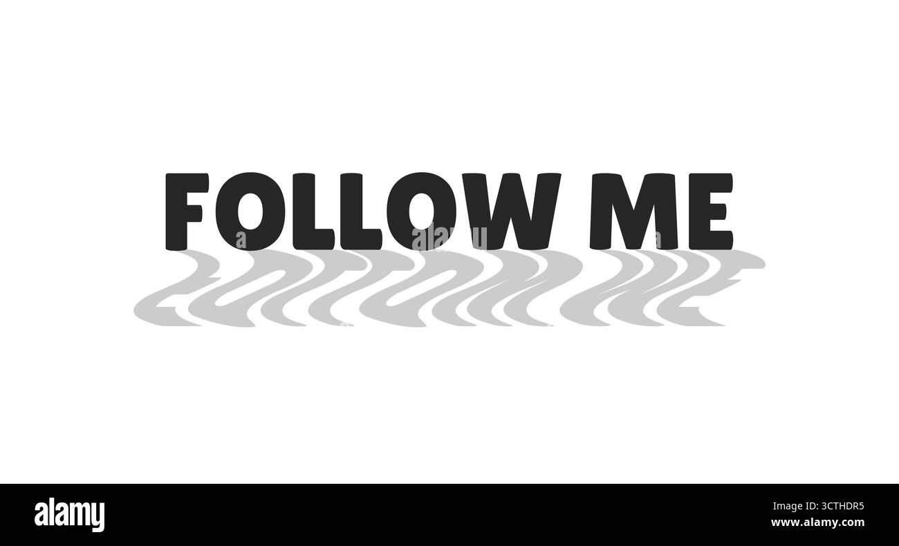 Follow me modern digital button with wavy gray shadow Stock Vector