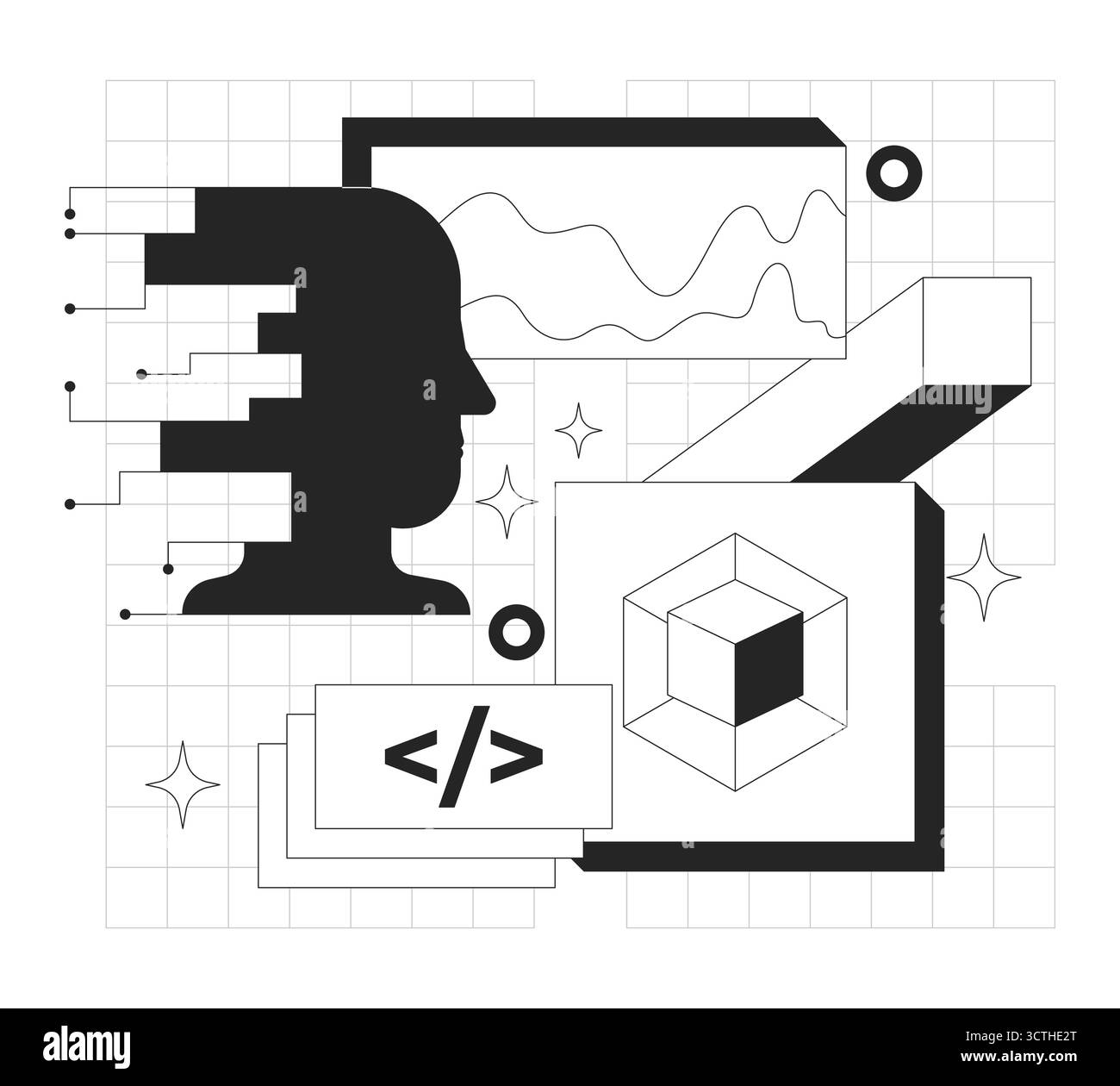 Web development line onboarding ui illustration Stock Vector