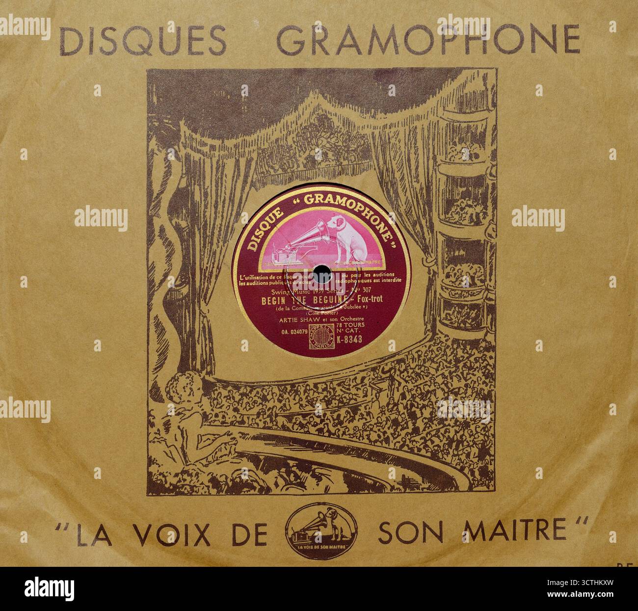 Shellac record 10-inch, Artie Shaw Orchestra, Begin The Beguine, Disque Gramophone Records, His Master's Voice, 1939 Stock Photo