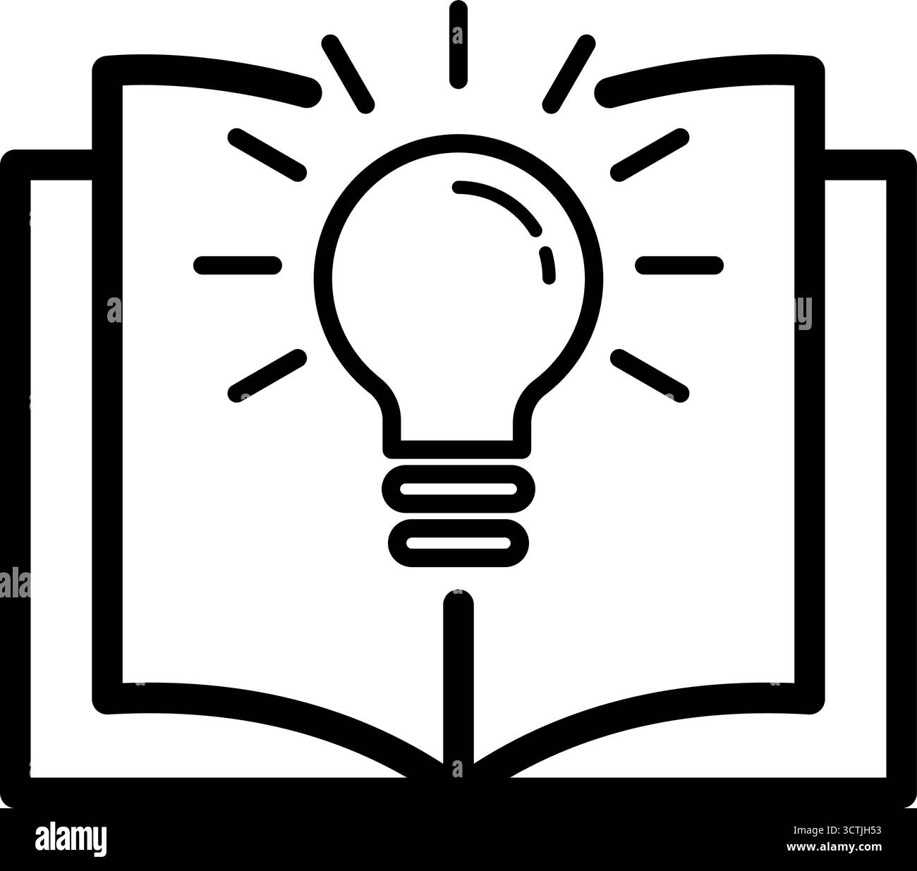 Open book with light bulb idea - line vector icon Stock Vector Image ...