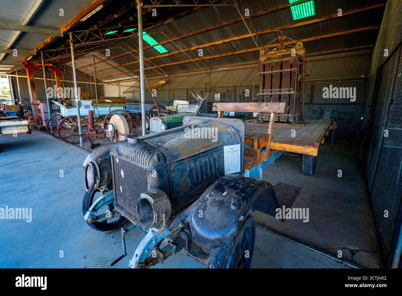 Old truck on display Lynn Cameron Machinery Mile, Historic Precinct. Ilfracombe, Queensland, Australia Stock Photo