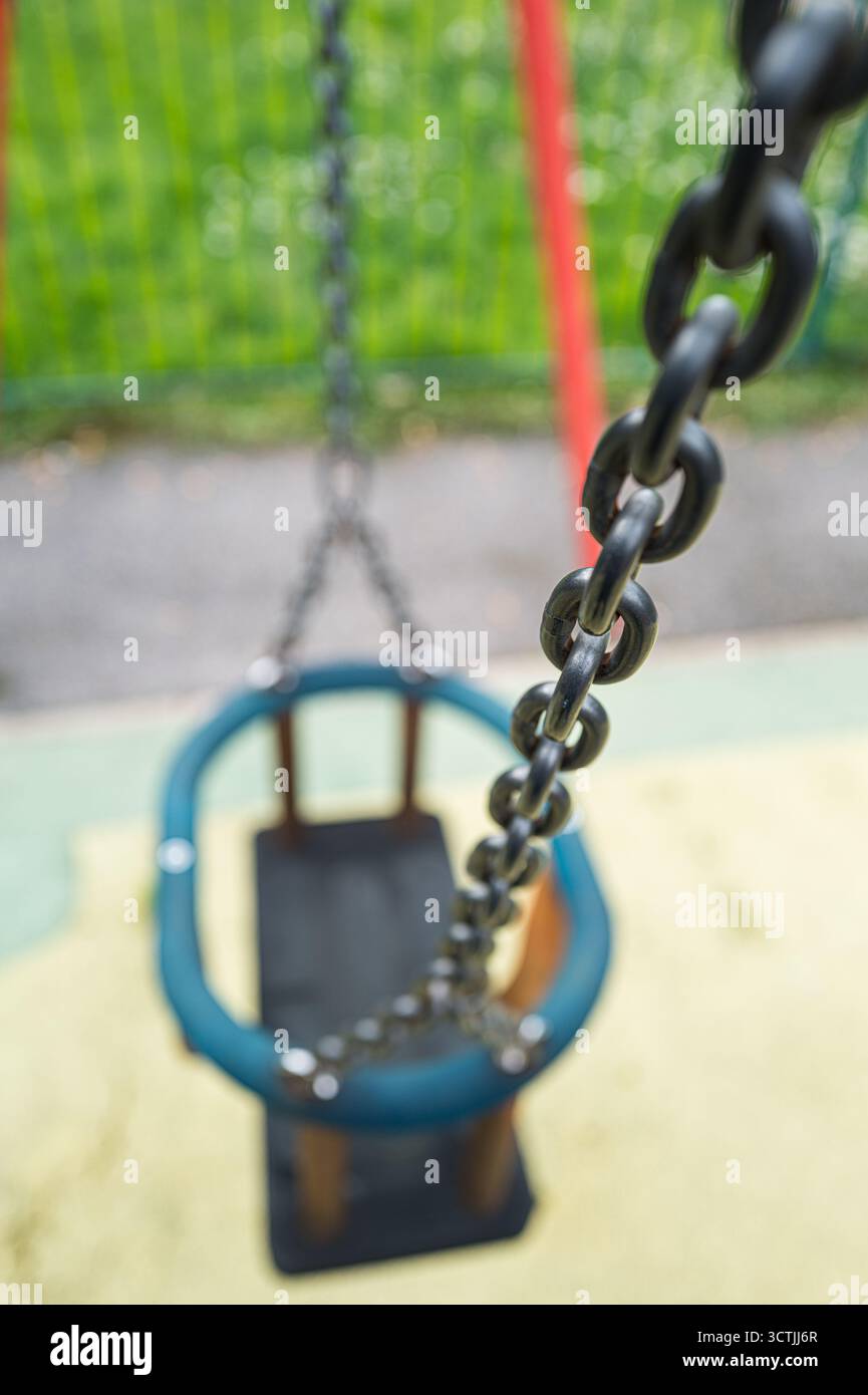 chain supporting, child's cradle seat swing Stock Photo