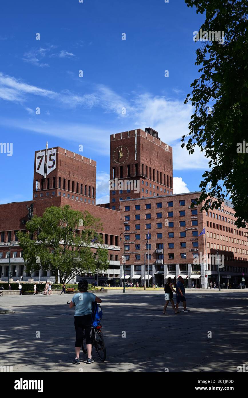 City Hall (Radhus) in Oslo, Norway, celebrating its 75th anniversary in ...