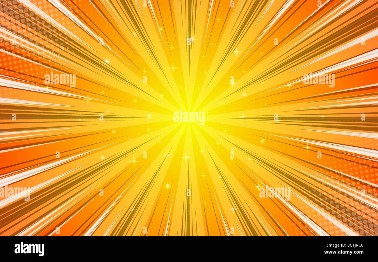 Radial speed lines for comic books. Explosion background.Vector illustration. Stock Vector