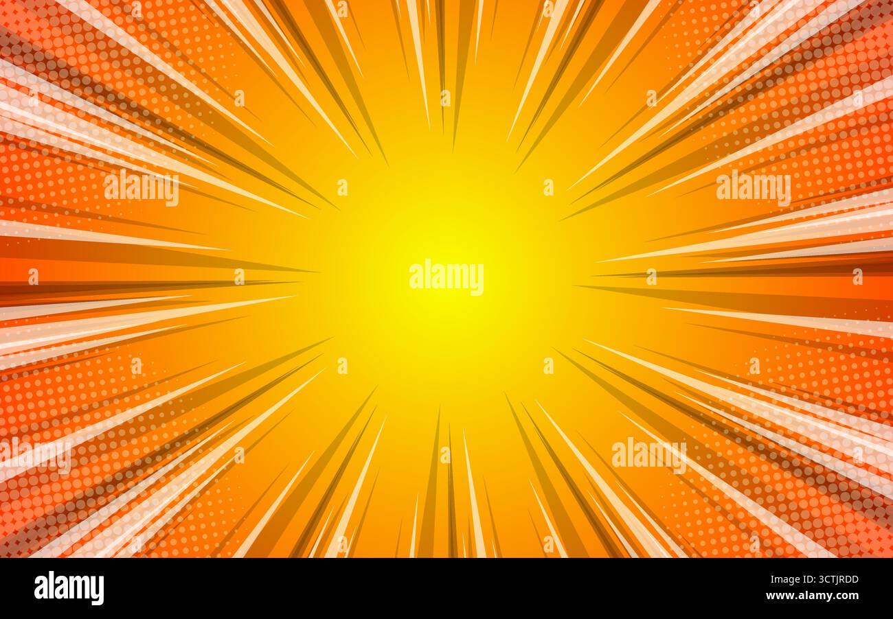 Radial speed lines for comic books. Explosion background.Vector illustration. Stock Vector