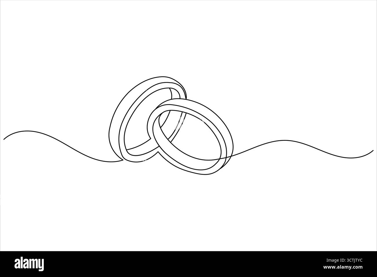 Wedding rings continuous one line drawing minimalist style outline ...