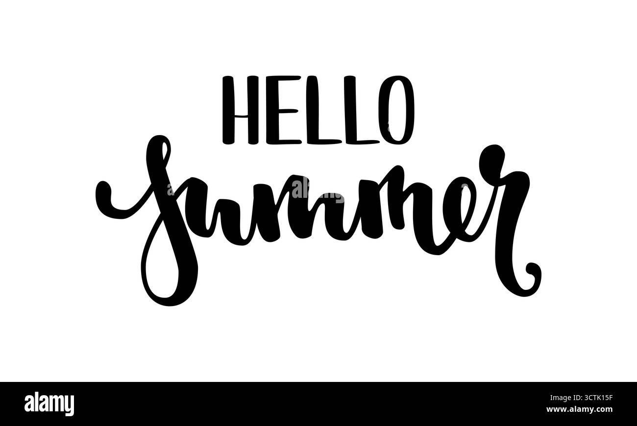 Hello Summer. Hand drawn calligraphy and brush pen lettering Stock ...