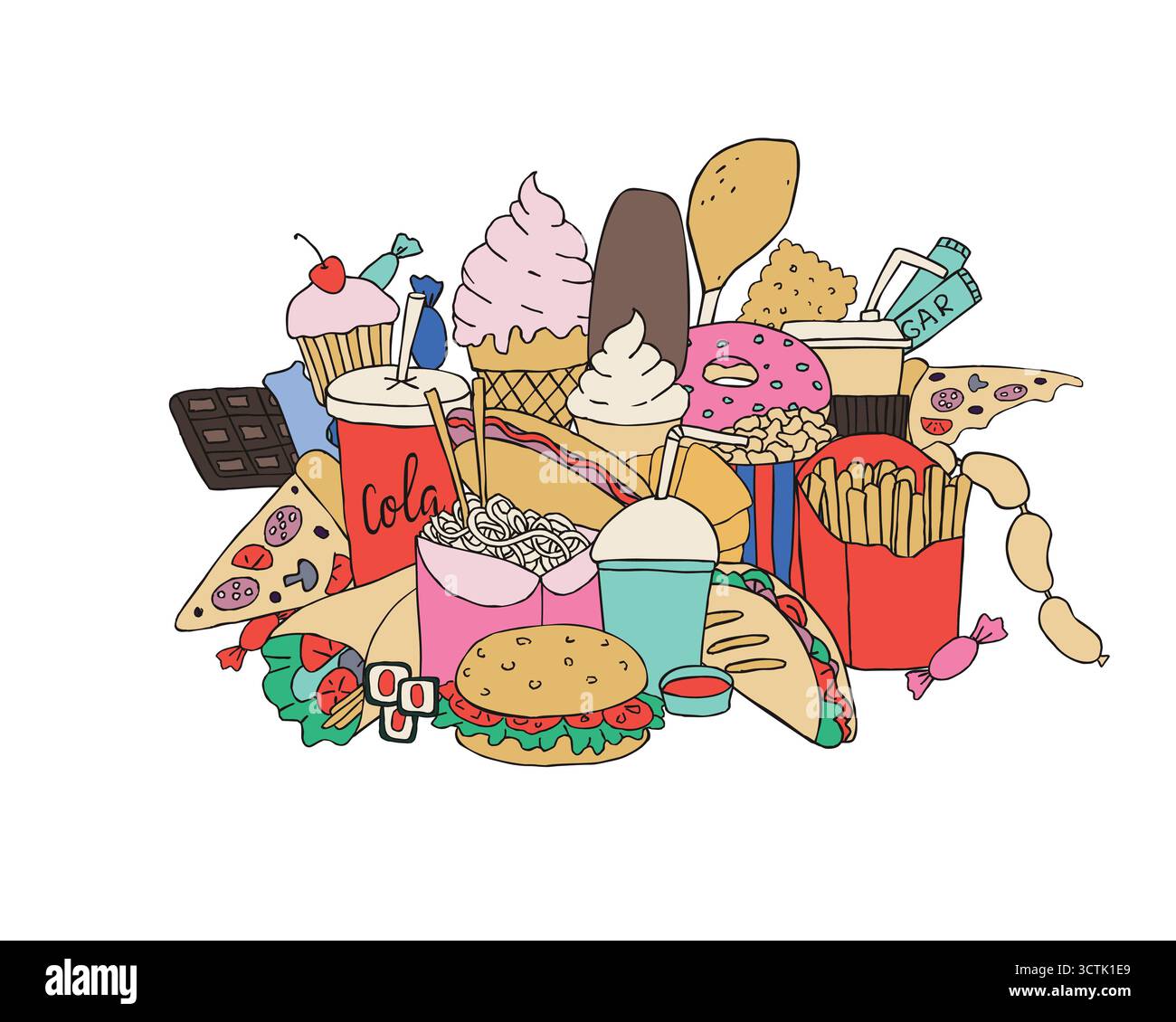 Hand drawn big burger Cut Out Stock Images Pictures Alamy