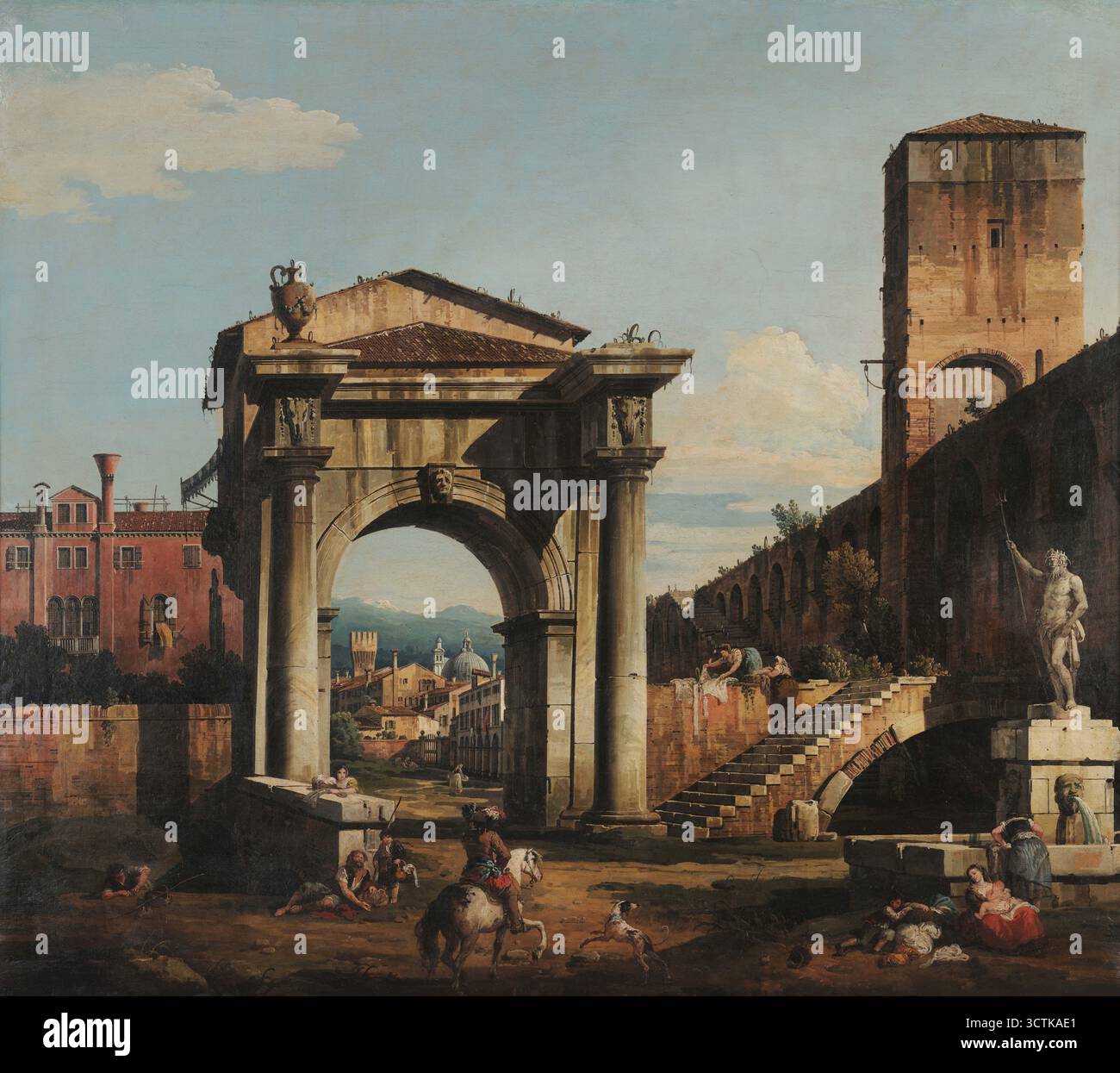 Parma Acient Rome Roman Capriccio with City Gate and Tower, 1740s. Found in the ...