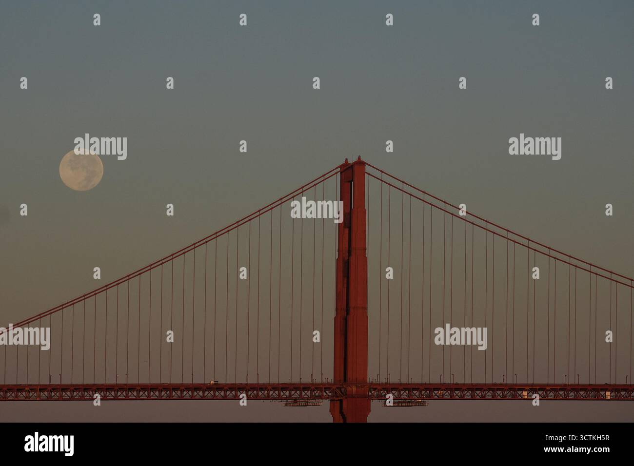 The Harvest Supermoon sets over the Golden Gate Bridge in San Francisco ...