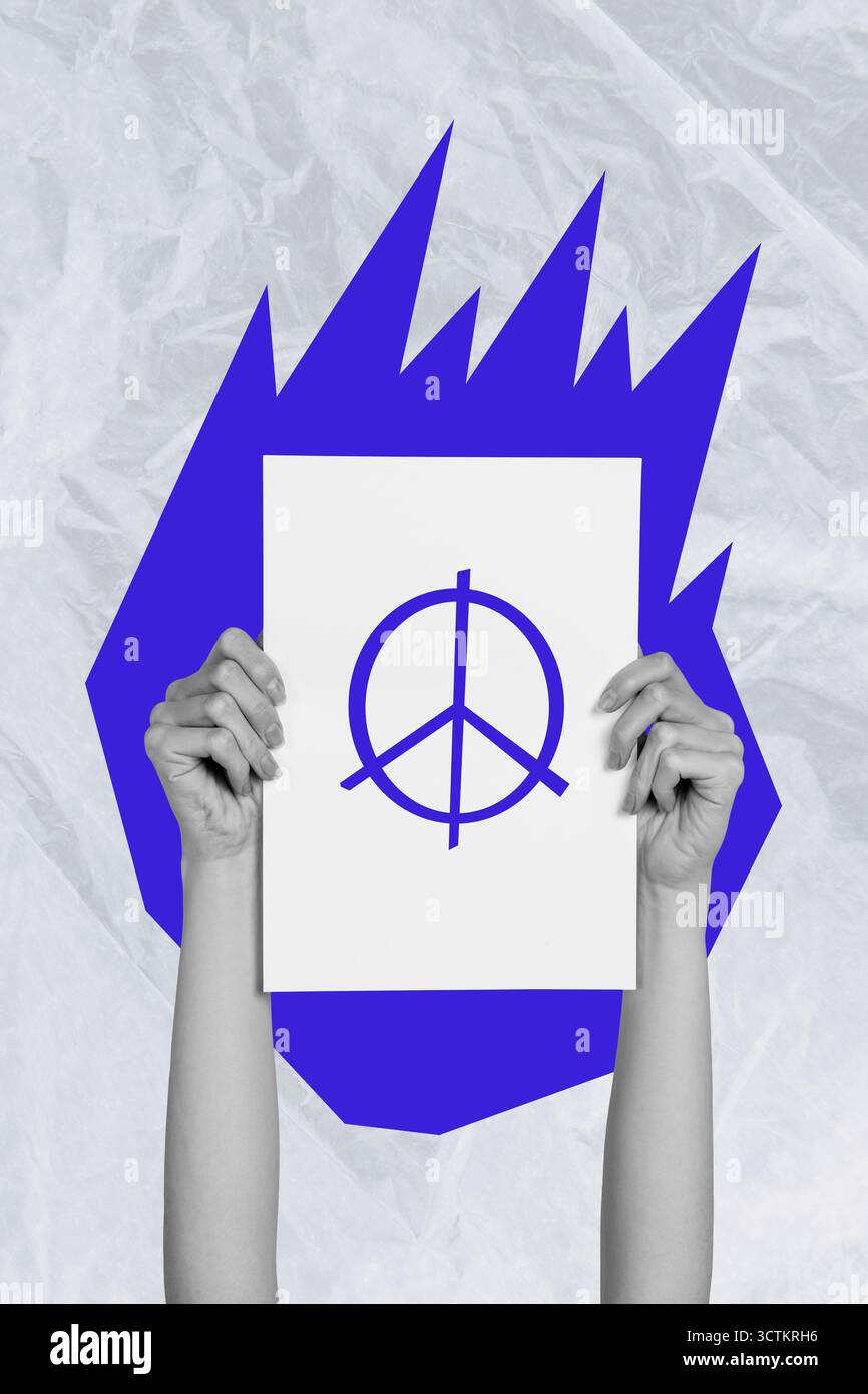 Composite artwork photo collage template sketch of strike protest ...