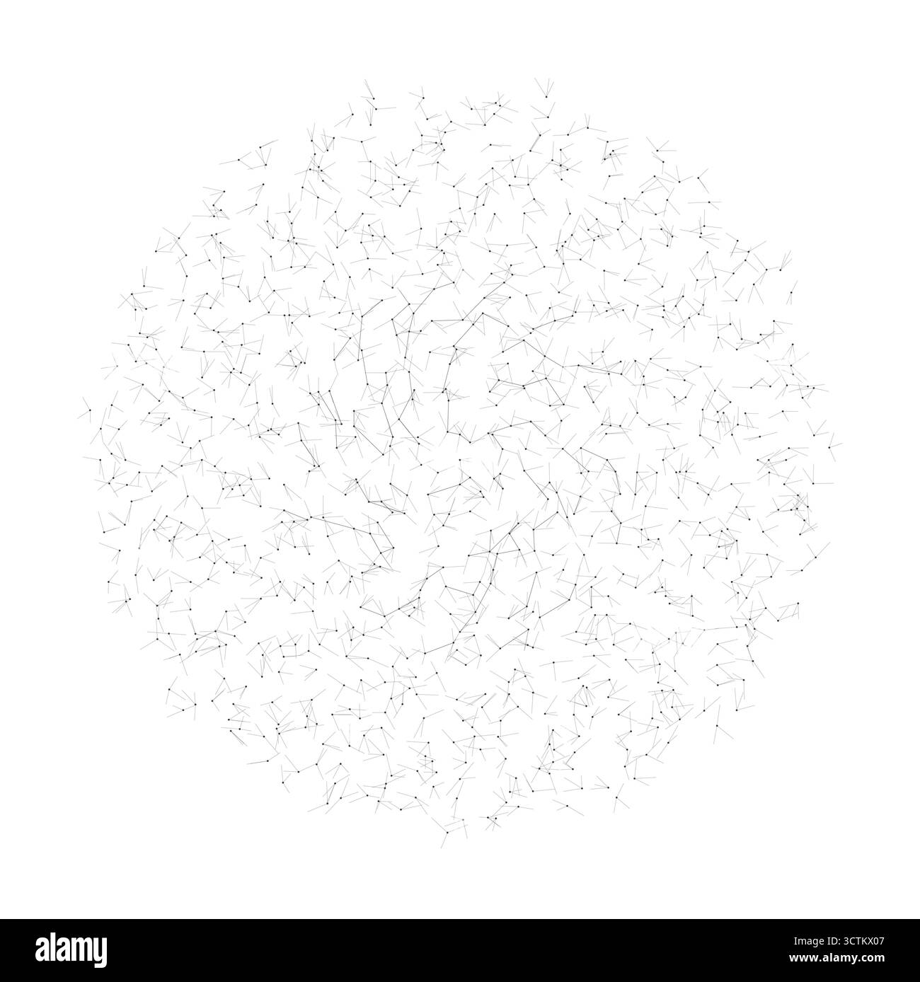 Minimal geometric circle formed by thin black lines and dots creating a network pattern perfect for technology backgrounds, science visuals, or modern Stock Vector