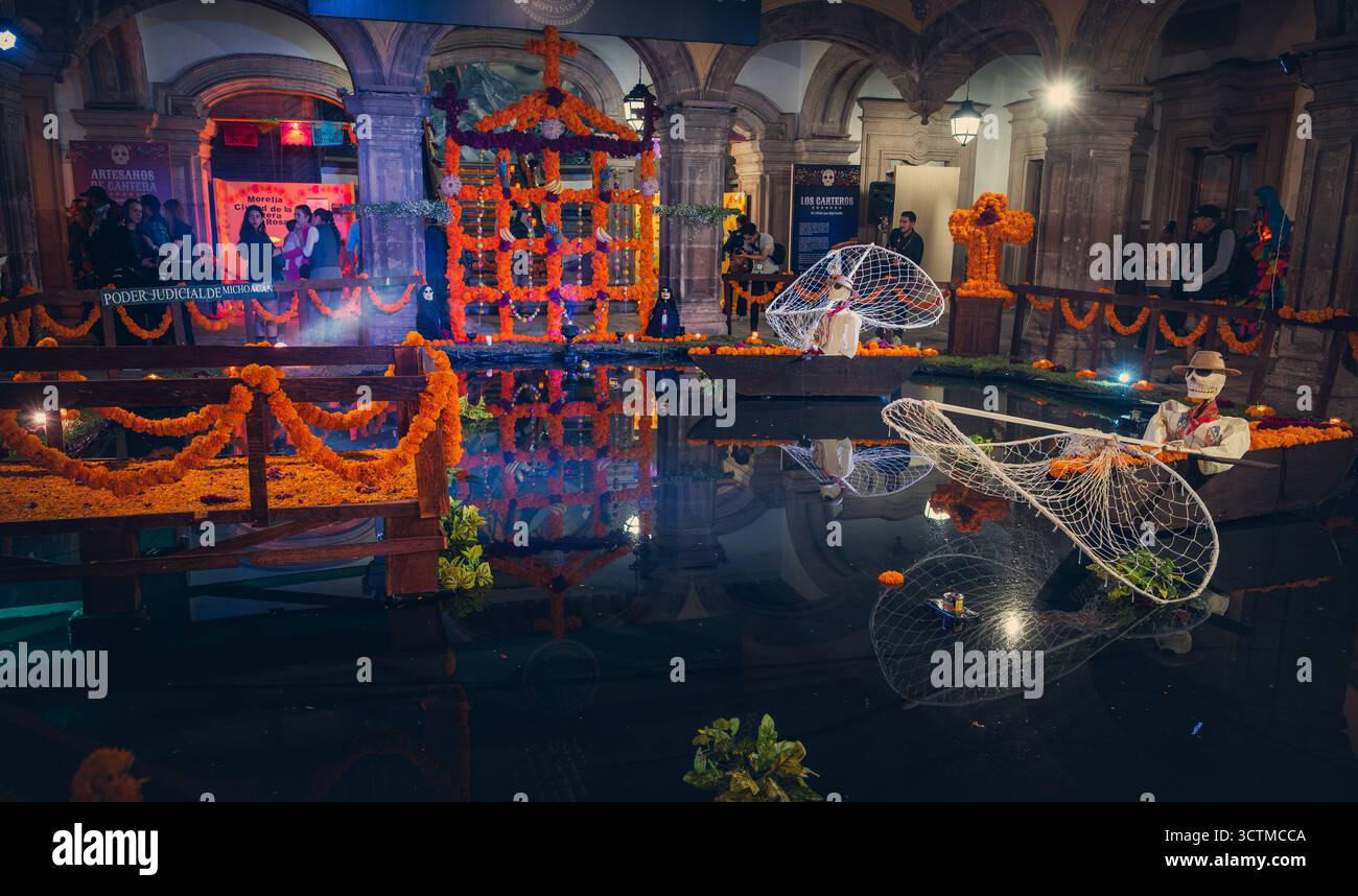 MORELIA, MICHOACAN, MEXICO - OCTOBER 30, 2024: Day of the Dead celebrations Stock Photo