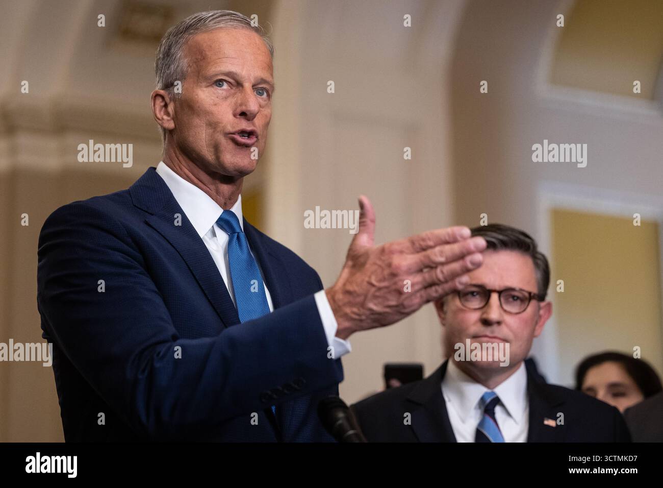 Senate Majority Leader John Thune (R-S.D.) speaks alongside House ...