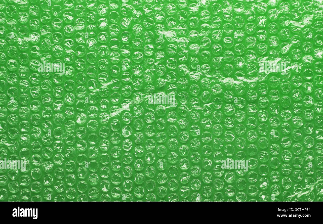 Green bubble wrap packing texture Stock Photo