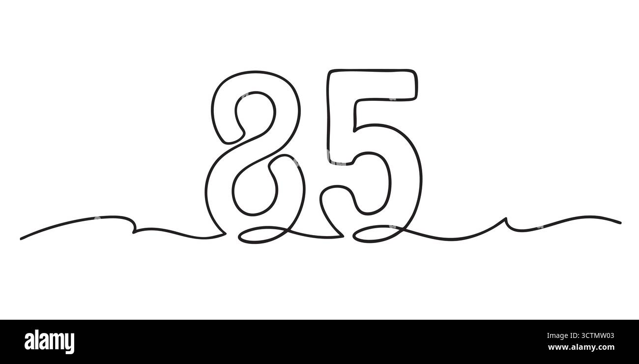 Minimalist monoline drawing of number 85 Stock Vector Image & Art - Alamy