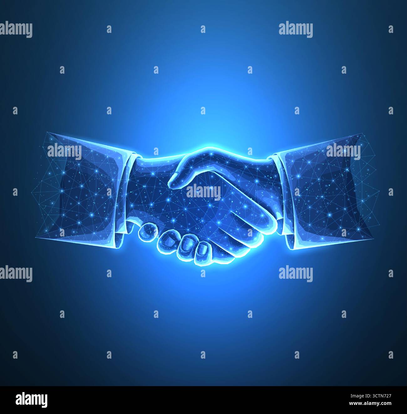 Abstract handshake on blue vector illustration or background Stock Vector