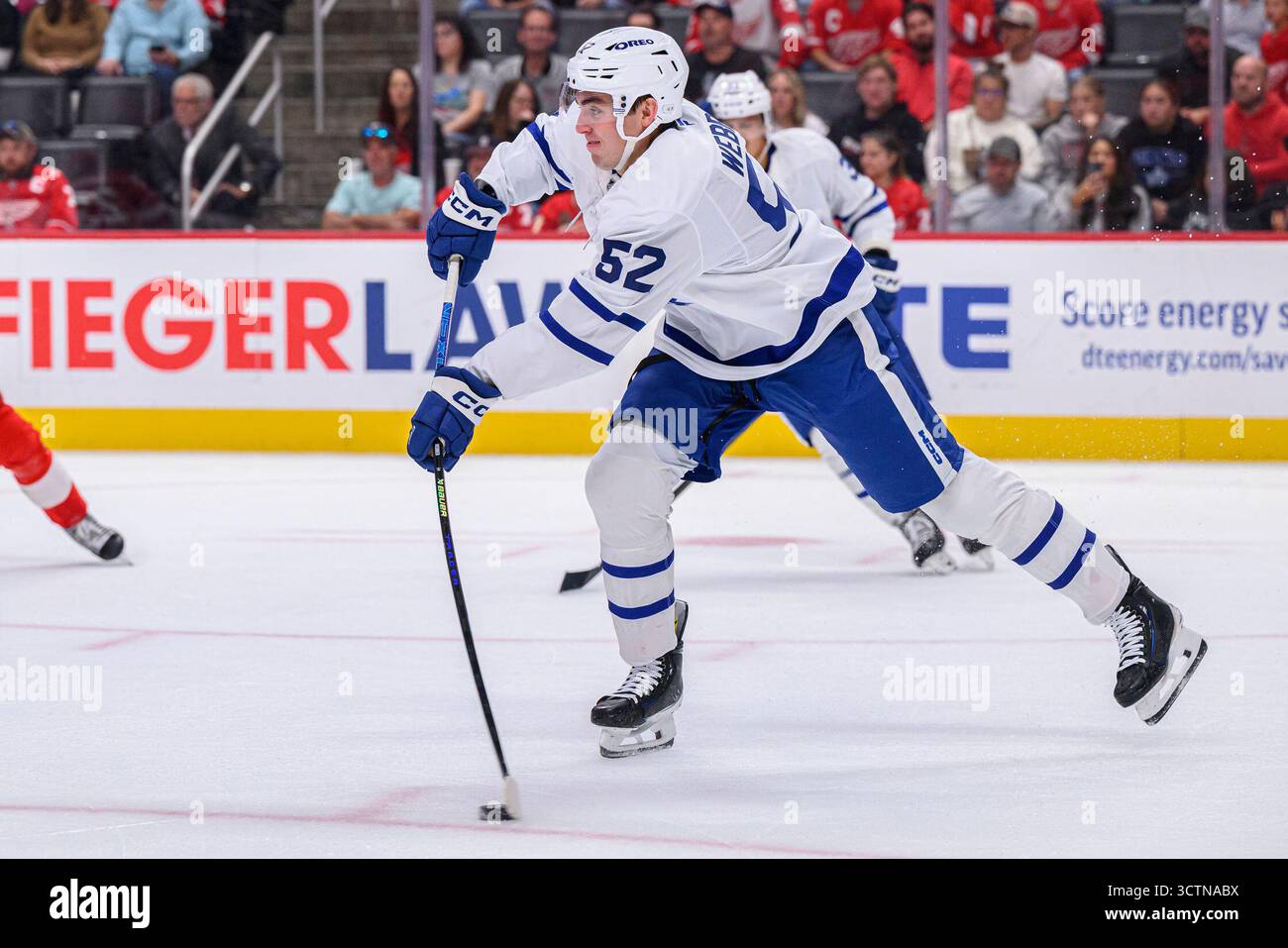 DETROIT, MI - OCTOBER 04: Toronto Maple Leafs D Cade Webber (52) in ...