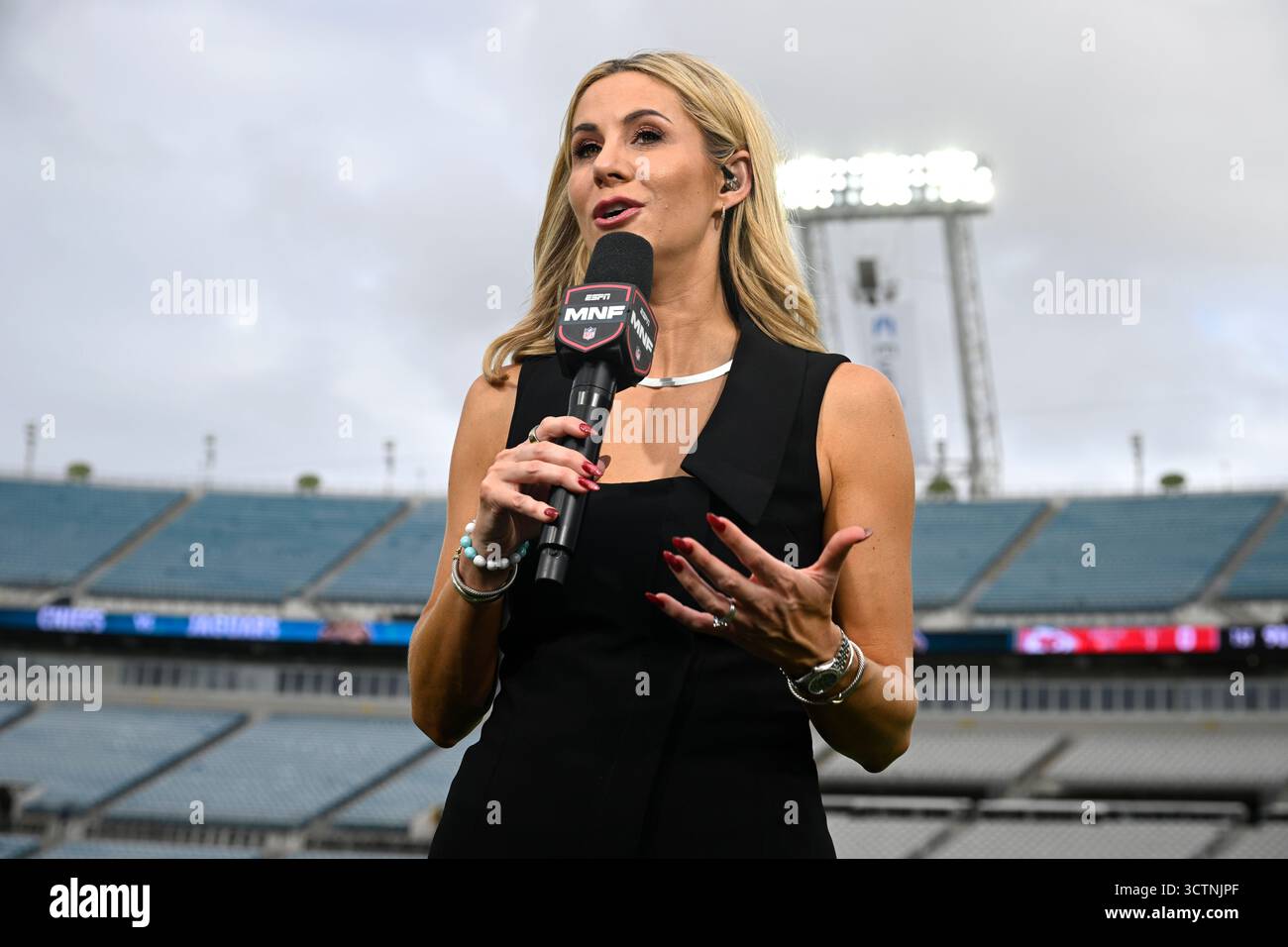 ESPN Monday Night Football sideline reporter Laura Rutledge broadcasts ...