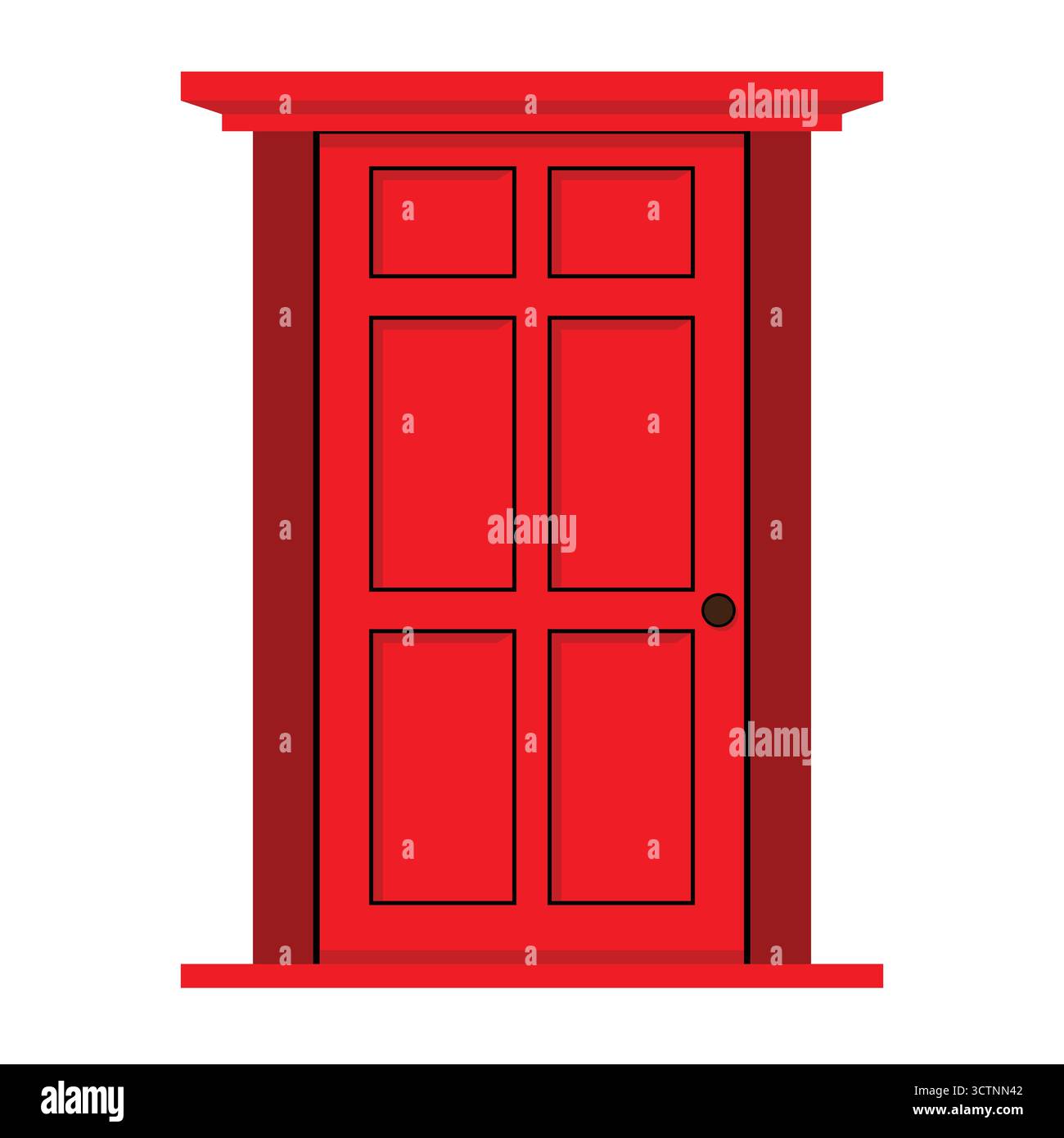 Flat red door illustration with simple details. Suitable for real estate, architecture, or home design projects Stock Vector