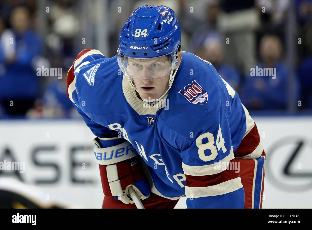New York Rangers center Adam Edstrom (84) waits for play in the second ...