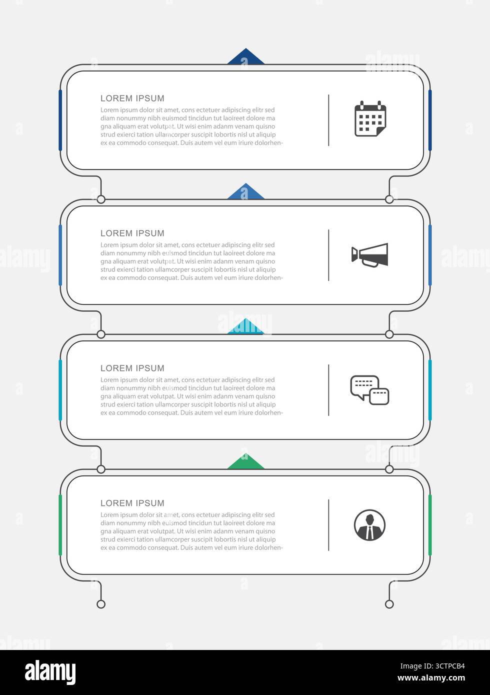 Business presentation timeline infographic with 4 process steps. Stock Vector