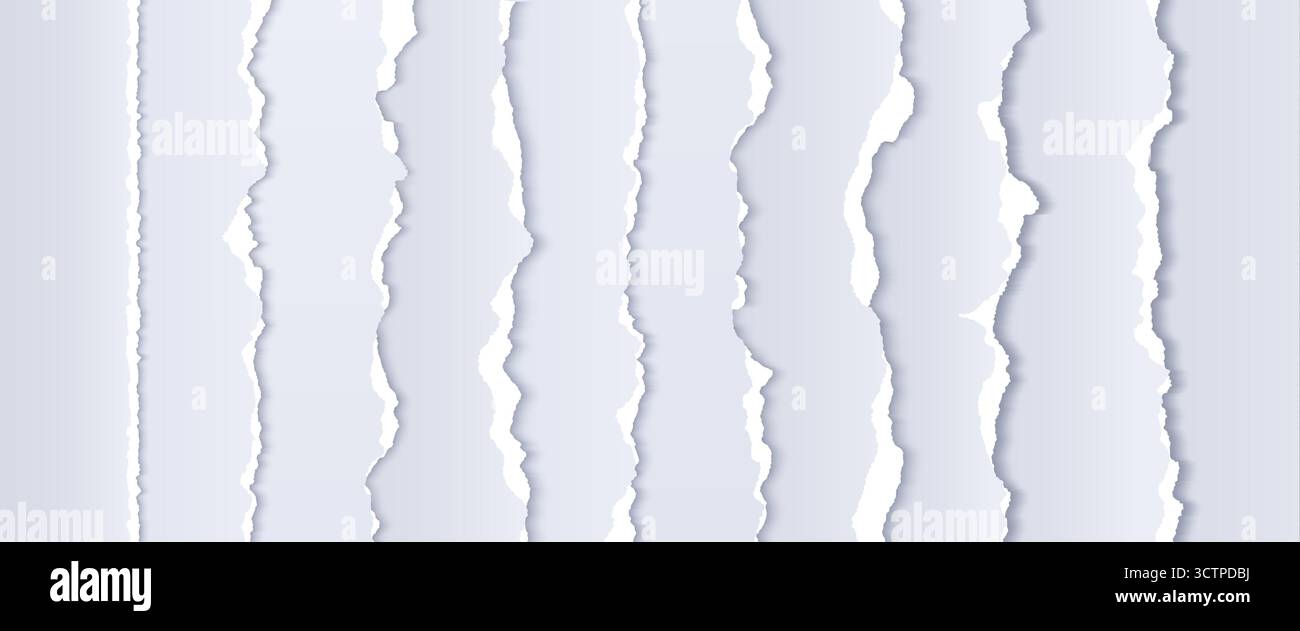 Paper rip tear strips with rough edges and vertical patterns for ...