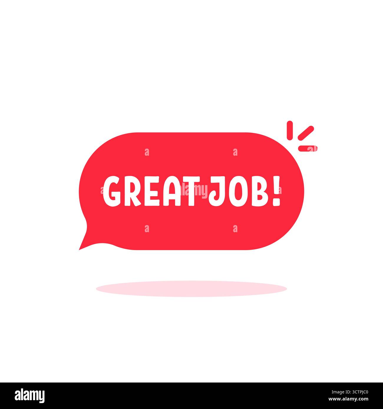 red simple great job bubble with shadow Stock Vector