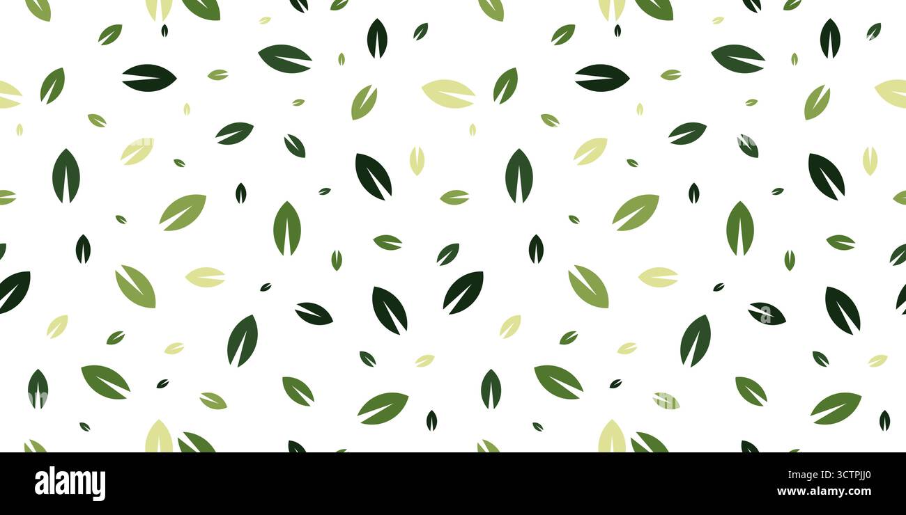 Green leaves seamless vector pattern. nature organic background Stock Vector