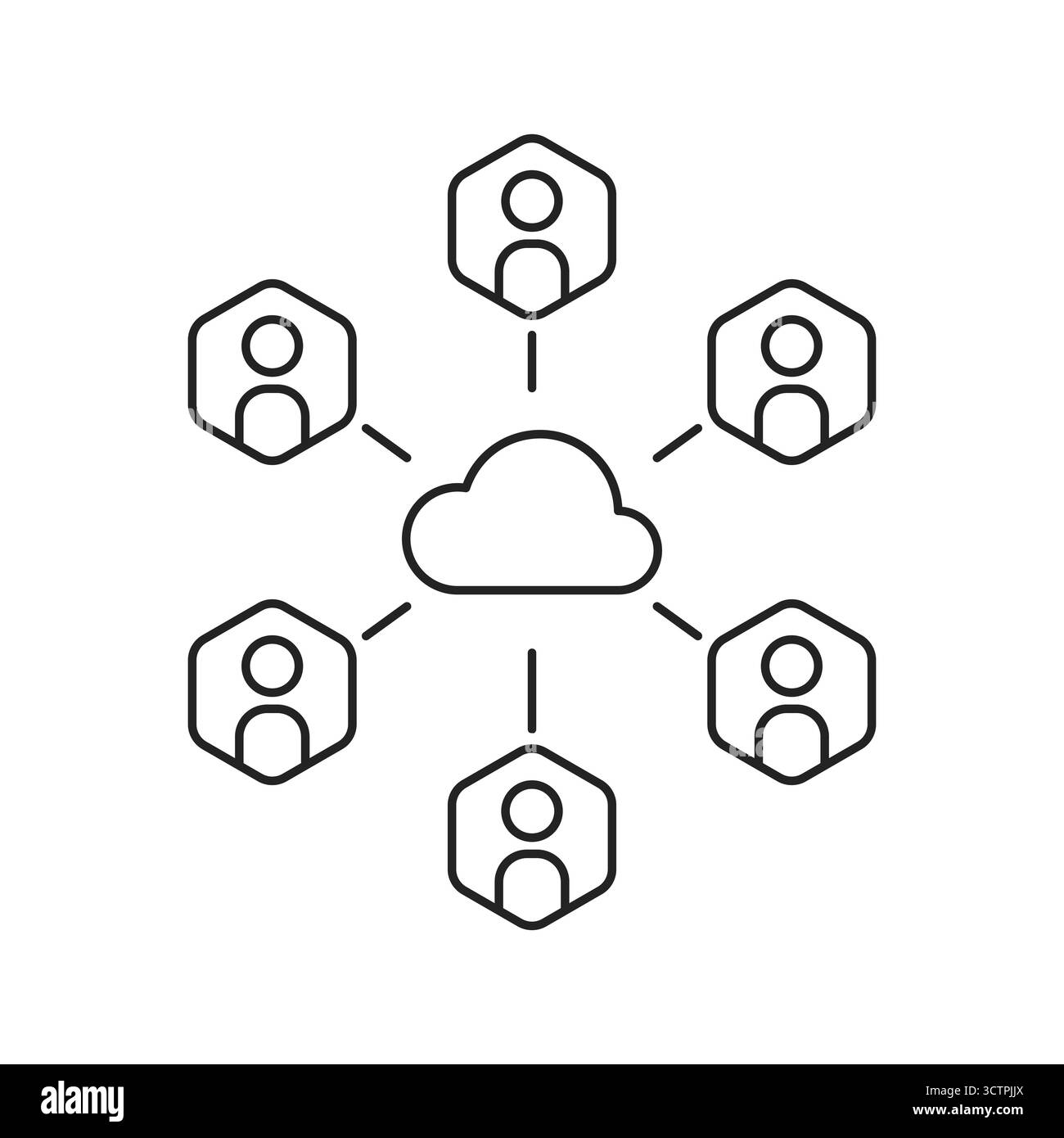 thin line icon like sync personal data in cloud Stock Vector
