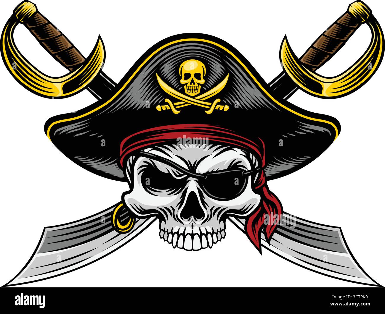 Skull Pirate Crossbones Cross Cutlass Swords Stock Vector Image & Art ...