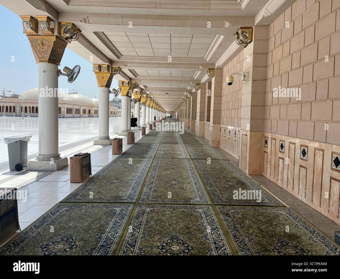 Golden Corridor of the Prophet’s Mosque – Medina Serenity - Smartphone Captured Stock Image
