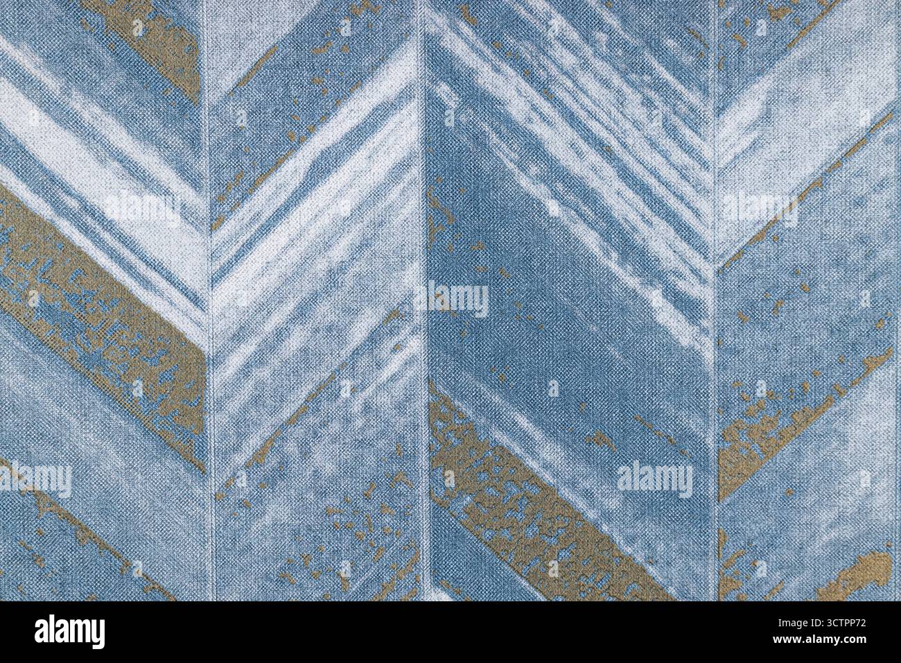 Blue Chevron Herringbone Pattern Background with Textured Stone and Tile Effects Stock Photo