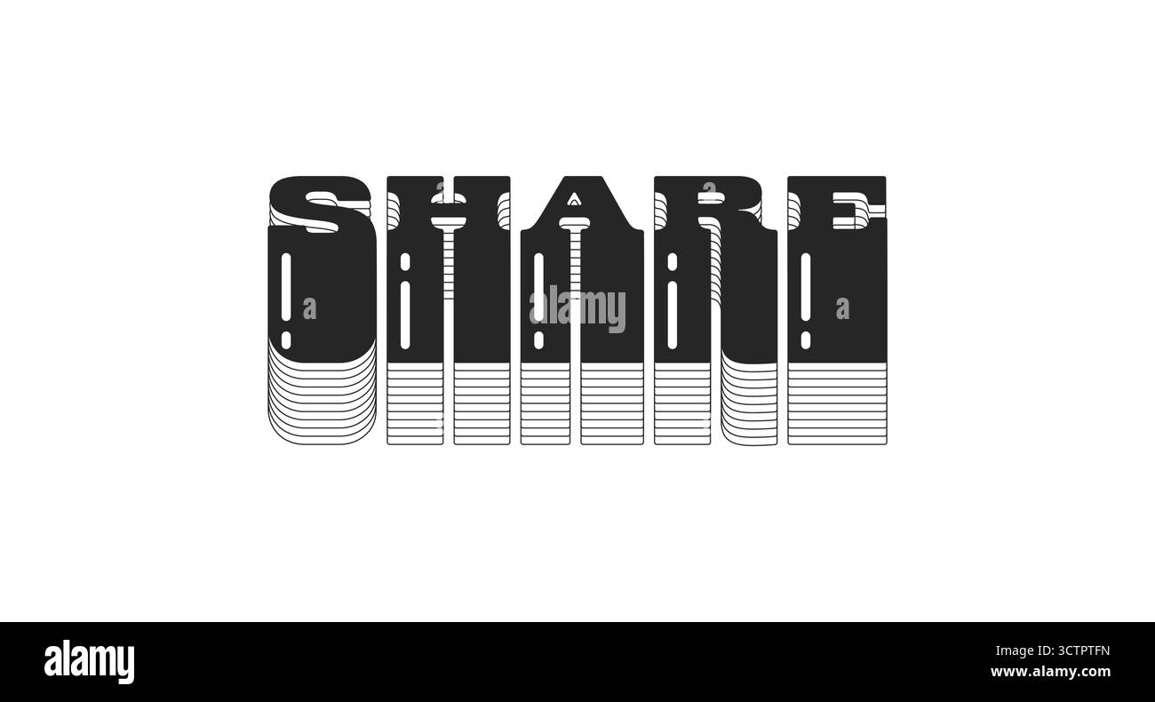 Share bold black viral internet button typography Stock Vector