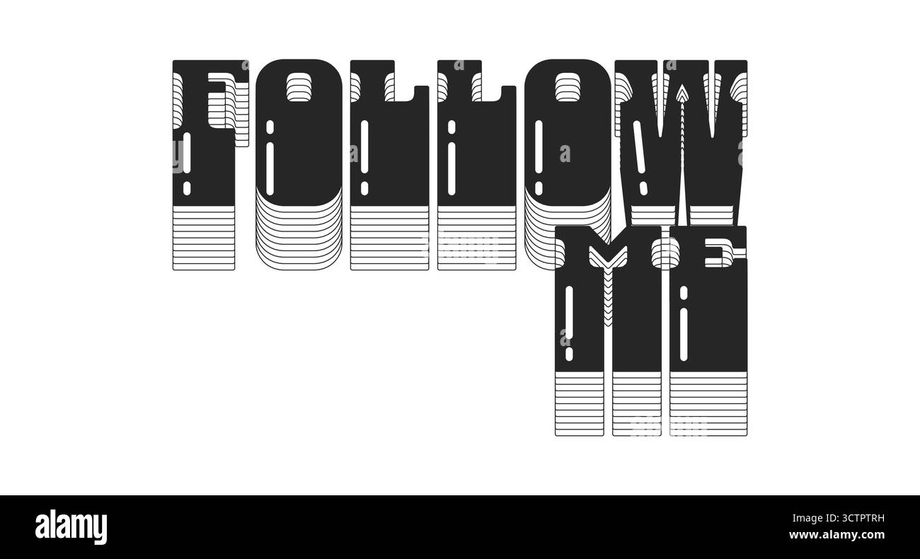 Follow me bold black viral internet button typography Stock Vector