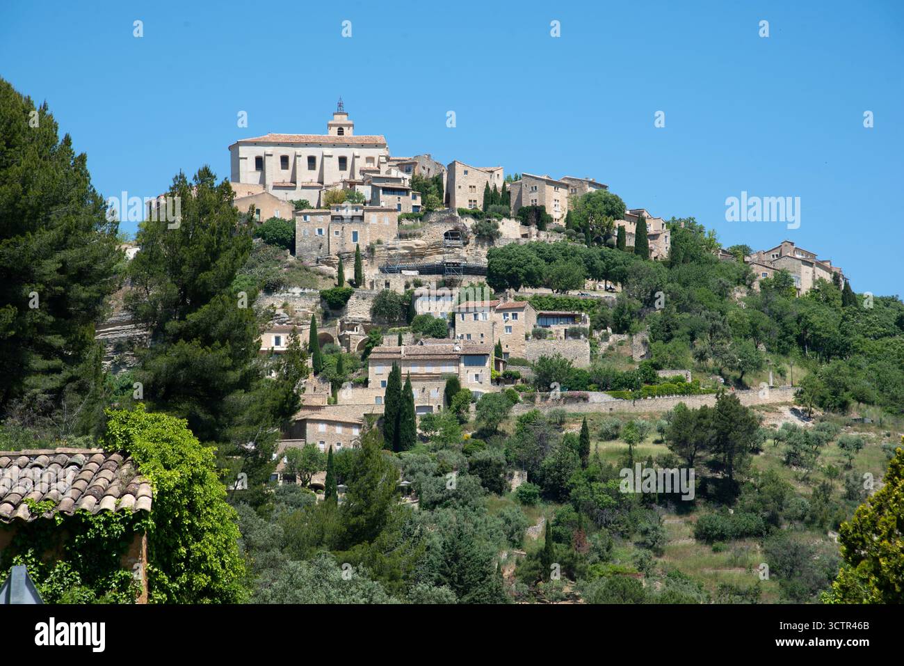 View of Traditional Hilltop Village or Perched Village of Gordes in the Luberon Regional Park Vaucluse Peovence France Stock Photo