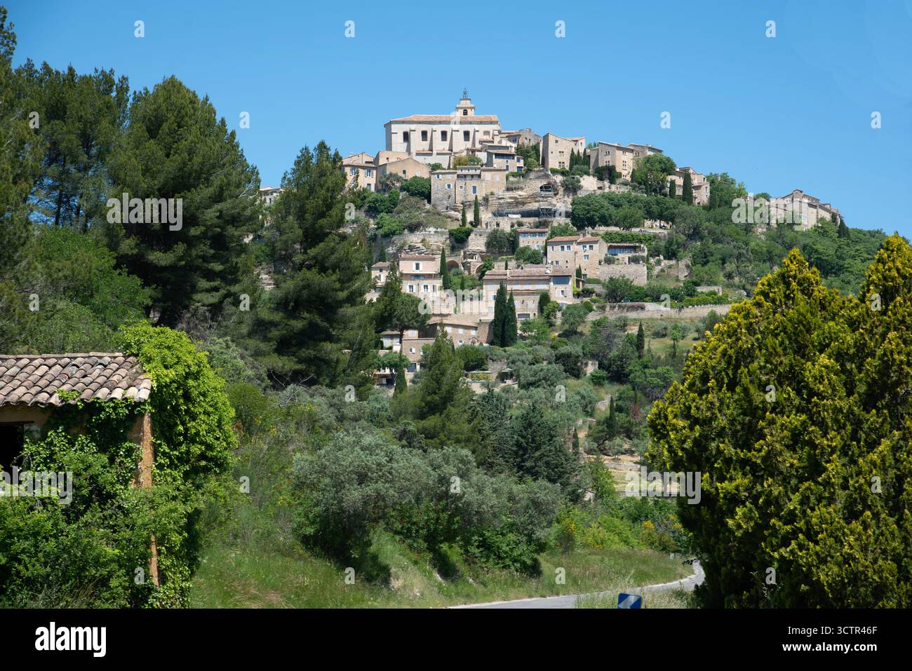 View of Traditional Hilltop Village or Perched Village of Gordes in the Luberon Regional Park Vaucluse Peovence France Stock Photo