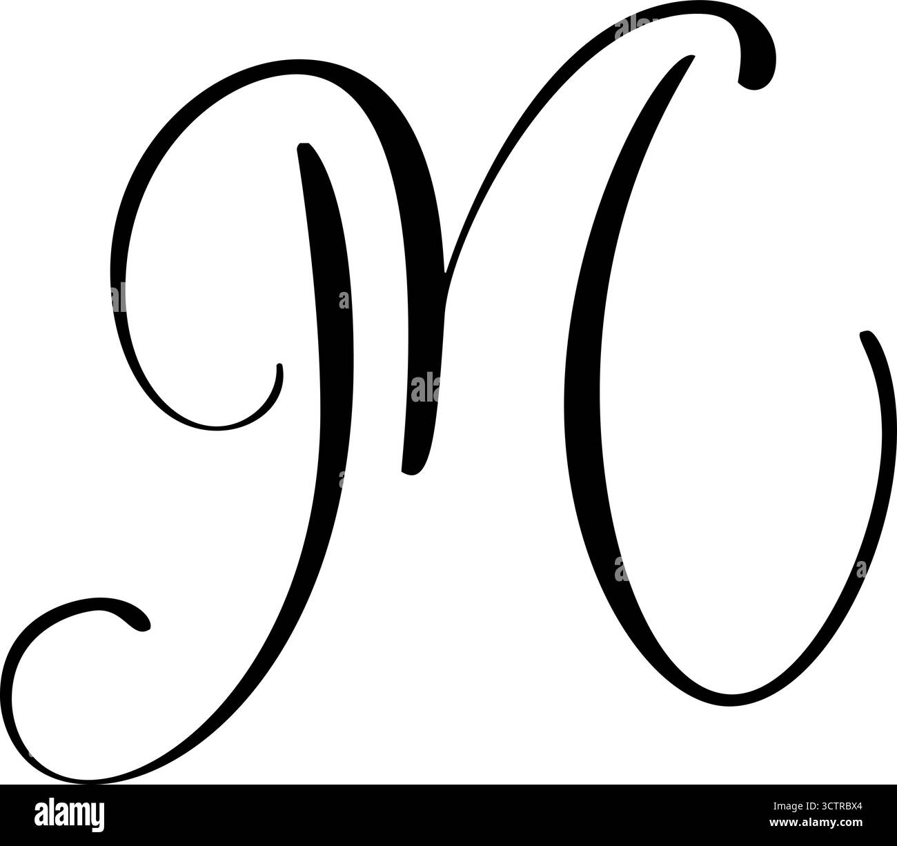 Hand drawn vector calligraphy letter M. Script capital font logo ...