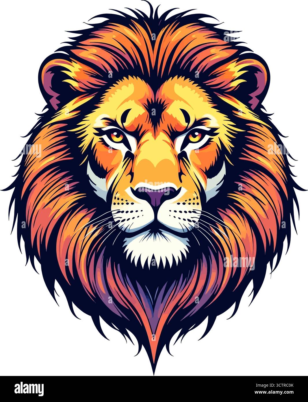 Majestic Lion Head, Vibrant Vector Illustration Stock Vector