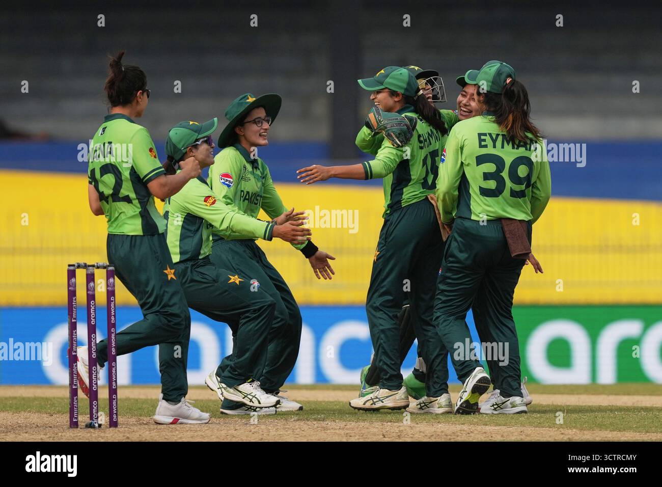 Pakistan Rameen Api Pakistan's Rameen Shamim and teammates celebrate the wicket of ...