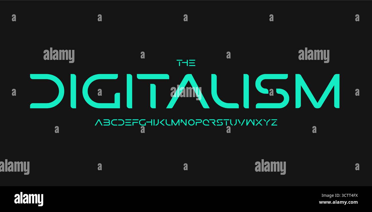 Futuristic techno logo font, rounded digital alphabet. Smooth geometric ...